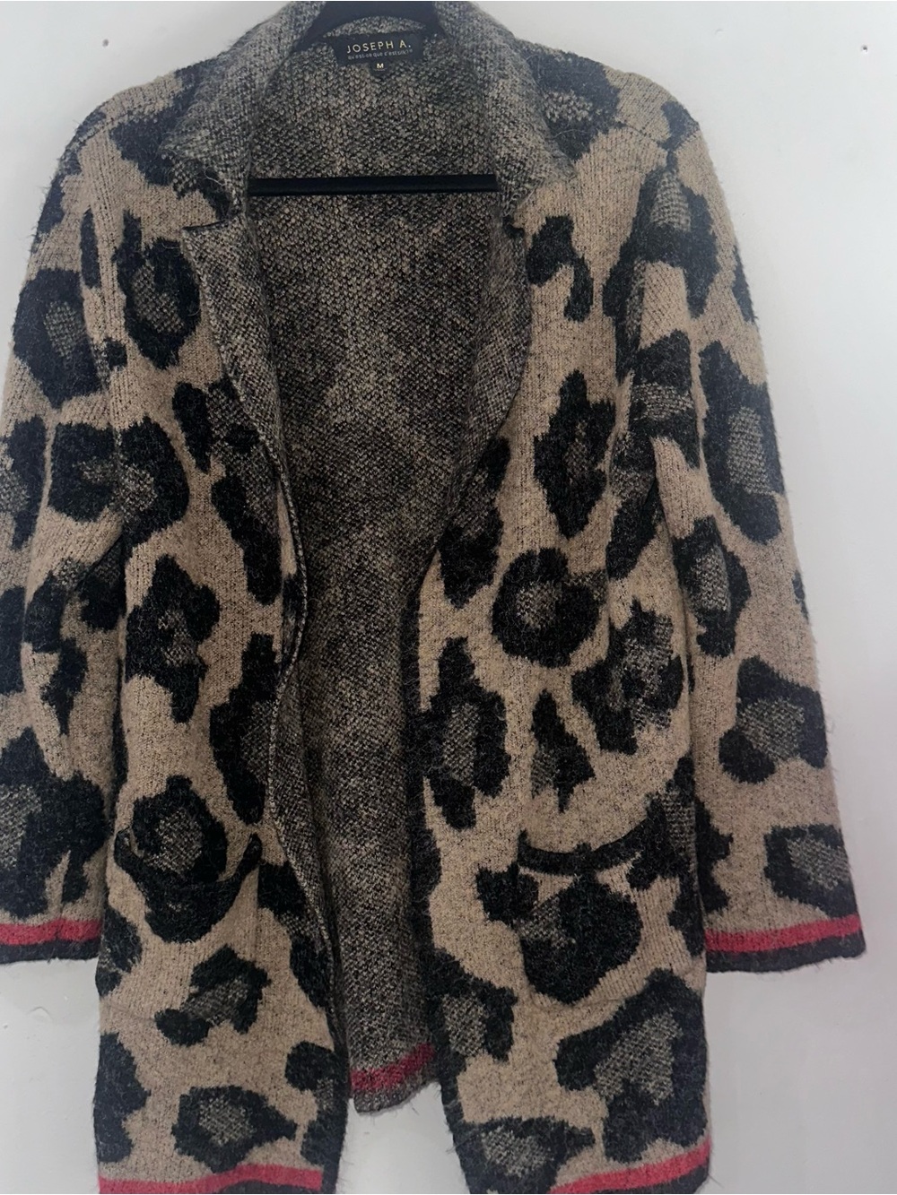Joseph A. Women’s Beige Leopard Open-Front Cardigan